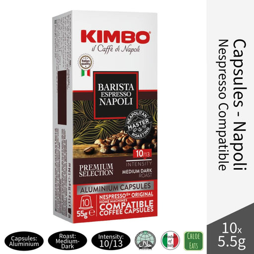 Kimbo Italian Nespresso Compatible Coffee Capsules - Barista Espresso Napoli 10x5.5g
