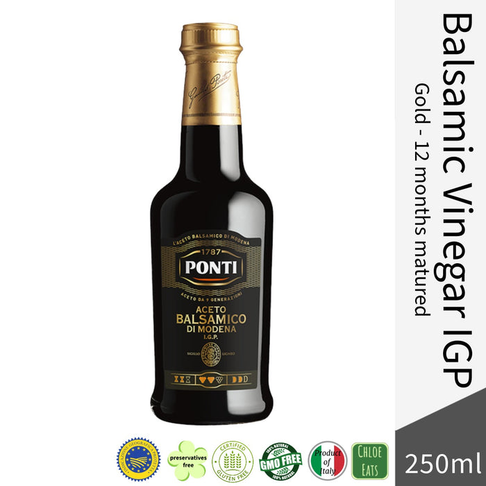 Ponti Italian Balsamic Vinegar of Modena IGP - Gold 12 months 250ml