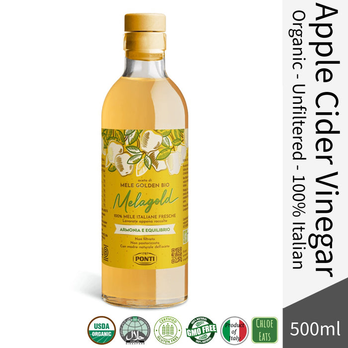 Ponti Italian Organic Unfiltered Golden Delicious Apple Cider Vinegar 500ml