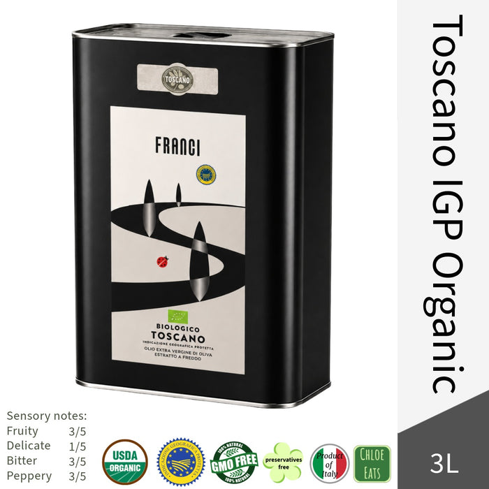 Franci Italian Premium Organic Extra Virgin Olive Oil - Francibio Toscano IGP 3L Tin
