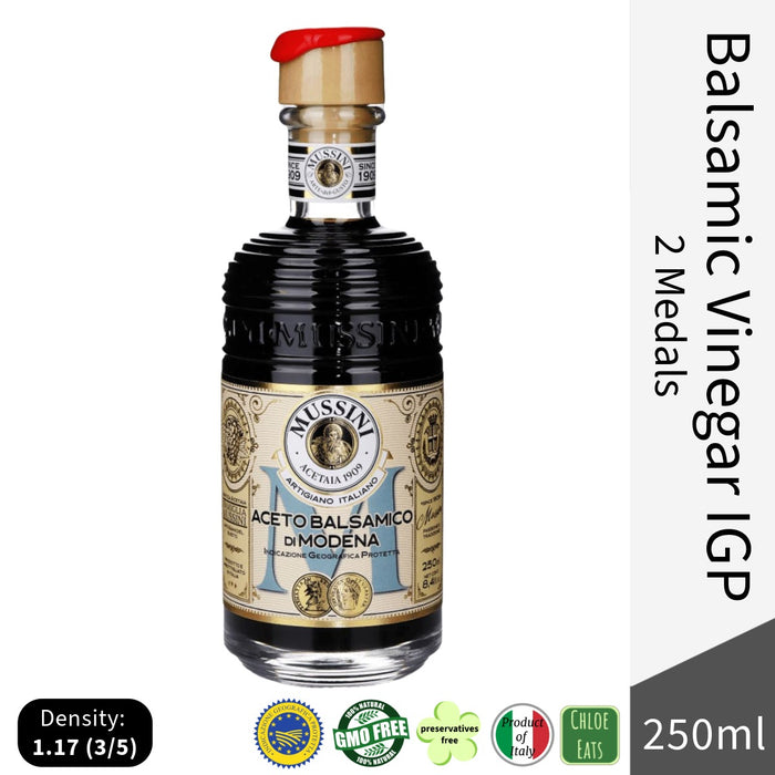 Mussini Italian Belle Epoque Balsamic Vinegar of Modena IGP 2 Medals - Medium Density 1.17 250ml