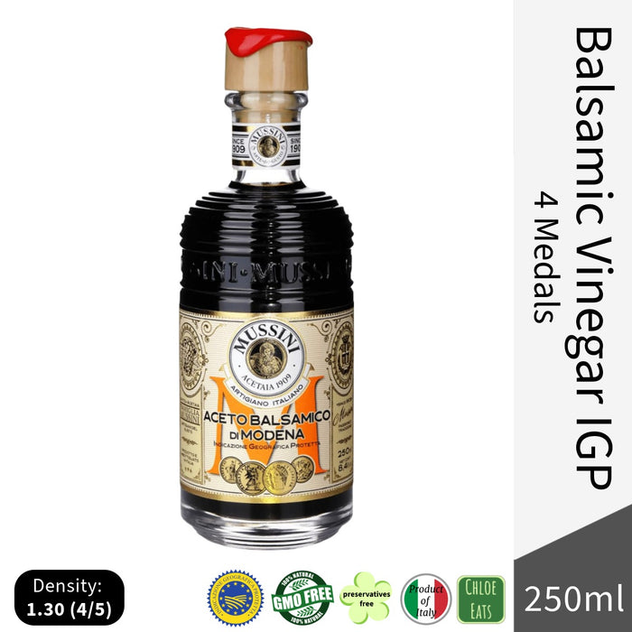 Mussini Italian Belle Epoque Balsamic Vinegar of Modena IGP 4 Medals - High Density 1.30 250ml