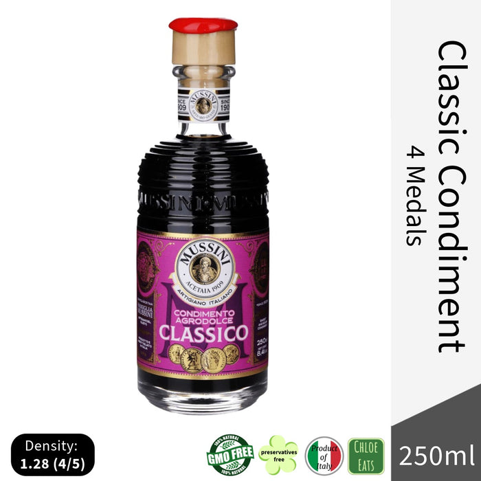 Mussini Italian Belle Epoque Classic Sweet and Sour Condiment 4 Medals - High Density 1.28 250ml