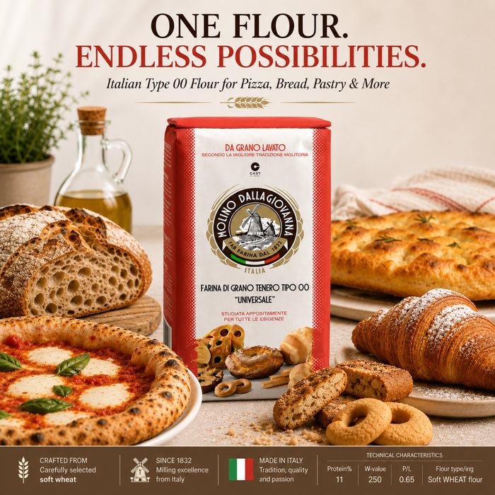 Dallagiovanna Italian Type 00 All-Purpose Flour for Pizza, Bread & Focaccia 1kg