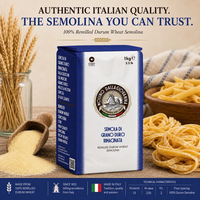 Dallagiovanna Italian Durum Semolina Rimacinata Flour for Pasta & Bread 1kg