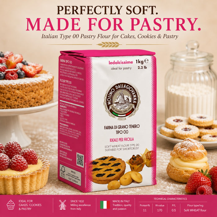 Dallagiovanna Italian Type 00 Pastry Flour for Cakes, Cookies & Pastry 1kg