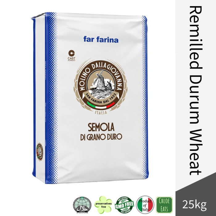 Dallagiovanna Italian Durum Semolina Rimacinata Flour for Pasta & Bread 25kg