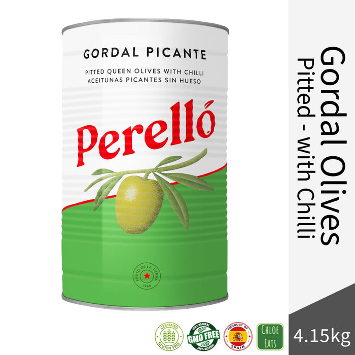 Perello Spanish Green Pitted Gordal Olives with Chilli 4.15kg