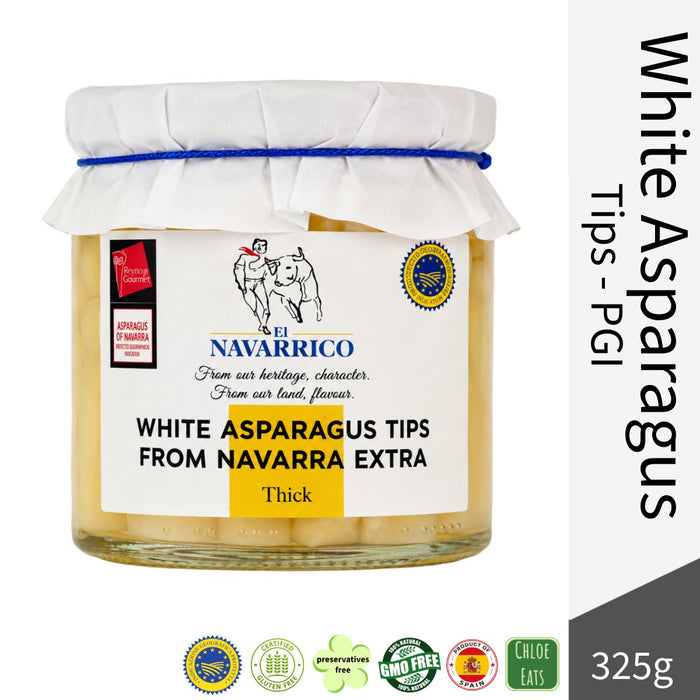 El Navarrico Premium Spanish White Asparagus Tips PGI 325g