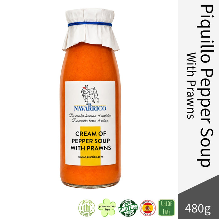 El Navarrico Spanish Cream of Piquillo Pepper Soup with Prawns 480g