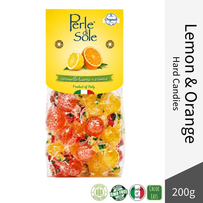 Perle di Sole Italian Lemon & Orange Hard Candies 200g