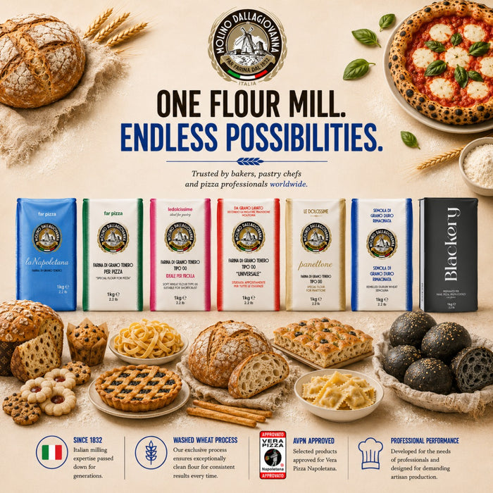 Dallagiovanna Italian Type 0 Manitoba W420 Strong Pizza Flour for Long Fermentation and Biga 5kg