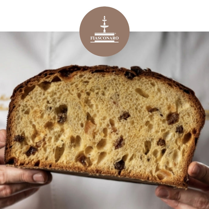 Fiasconaro Italian Panettone - Apricot and Chocolate topped with Hazelnuts & Icing - Hand Wrapped 1kg