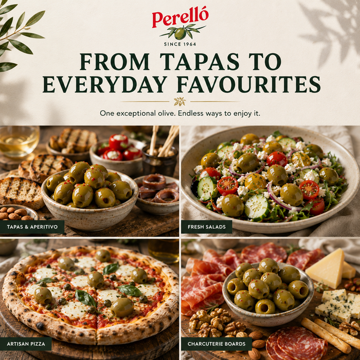 Perello Spanish Green Pitted Gordal Olives with Chilli 1.44kg